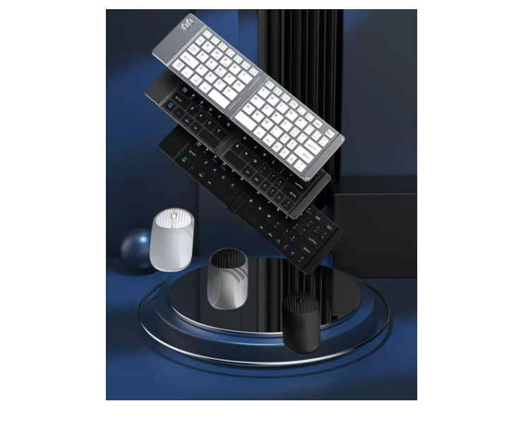 Set Teclado Portátil Bluetooth Plegable Y Mouse Inalámbrico