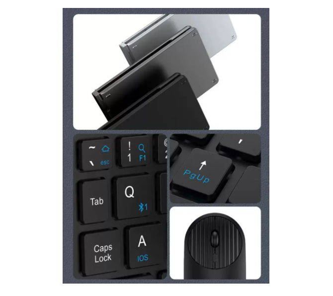 Set Teclado Portátil Bluetooth Plegable Y Mouse Inalámbrico