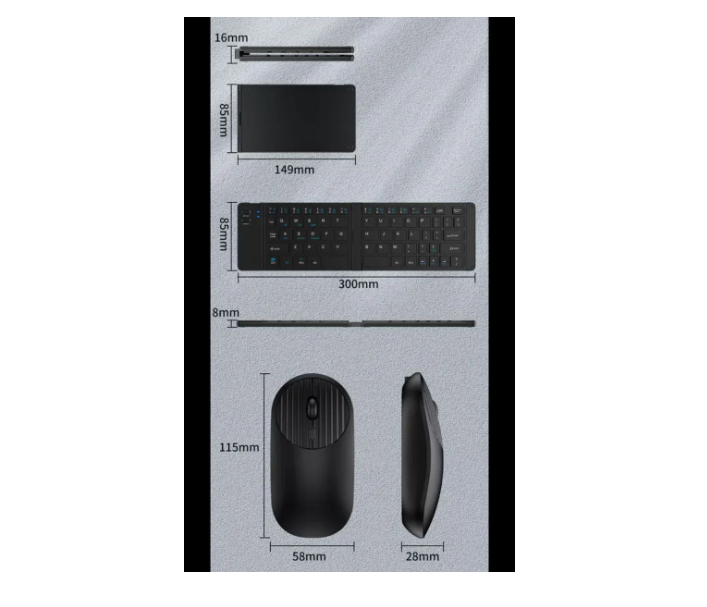 Set Teclado Portátil Bluetooth Plegable Y Mouse Inalámbrico