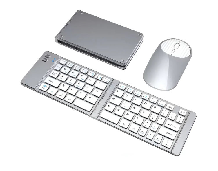 Set Teclado Portátil Bluetooth Plegable Y Mouse Inalámbrico