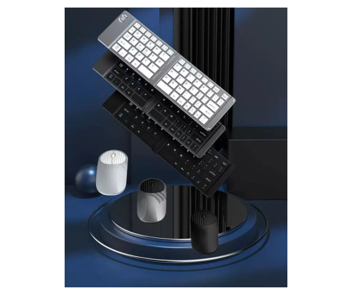 Set Teclado Portátil Bluetooth Plegable Y Mouse Inalámbrico