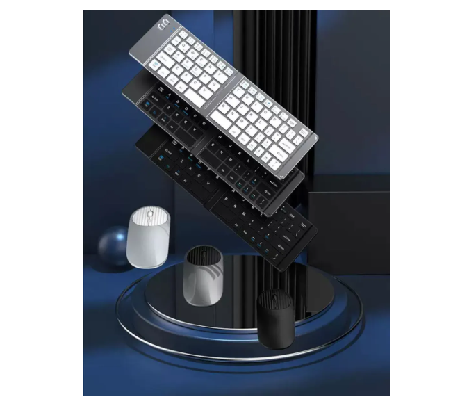 Set Teclado Portátil Bluetooth Plegable Y Mouse Inalámbrico