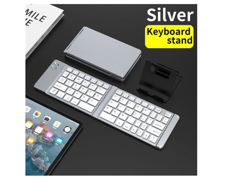 Set Teclado Portátil Bluetooth Plegable Y Mouse Inalámbrico