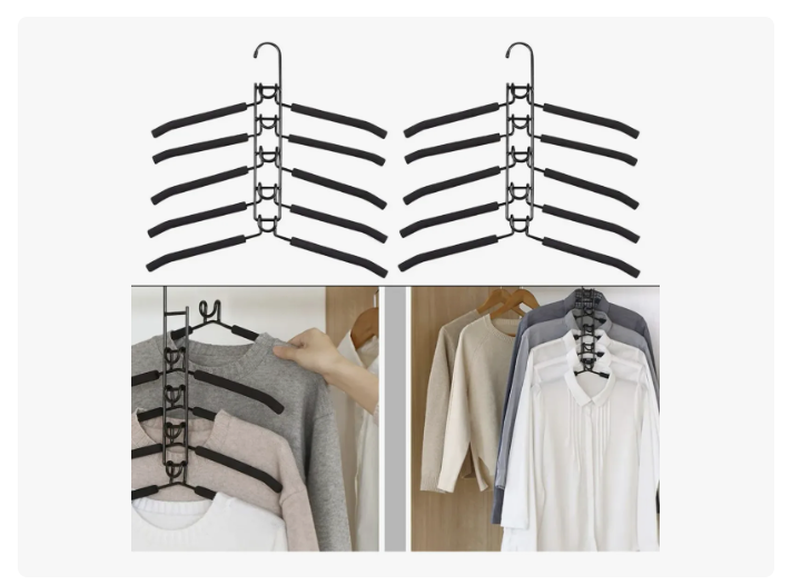 Colgadores Ropa Ganchos 5en1 Antideslizante Perchas
