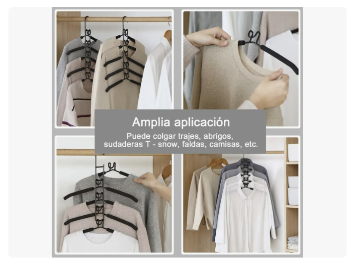 Colgadores Ropa Ganchos 5en1 Antideslizante Perchas