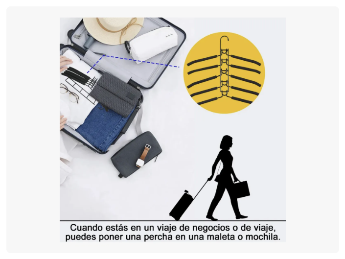 Colgadores Ropa Ganchos 5en1 Antideslizante Perchas