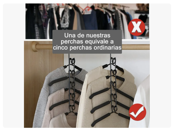 Colgadores Ropa Ganchos 5en1 Antideslizante Perchas