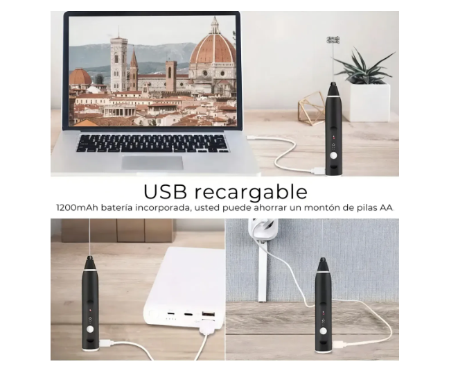 Mini Batidor Eléctrico De Café Y Espuma Leche Recargable