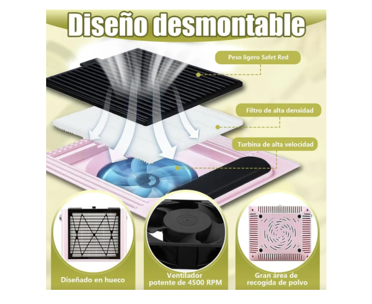 Extractor De Polvo Para Uñas Para 2 En 1 Profesional 80w