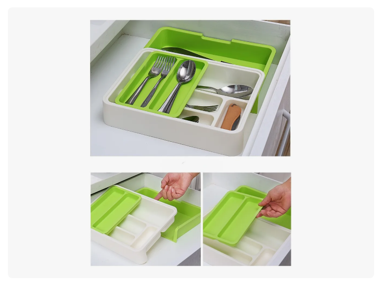 Organizador De Cubiertos De Cocina Extensible Y Extraible