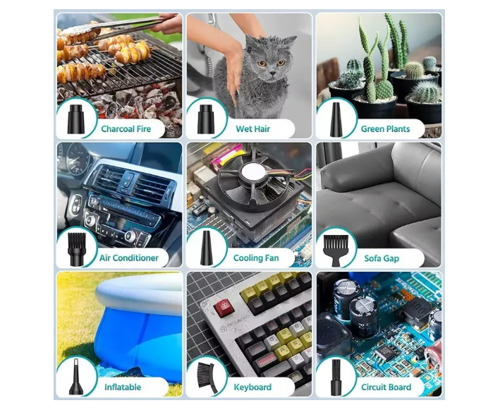 Soplador De Aire 2 En1 51000rpm 6000mah Con 8 Boquillas