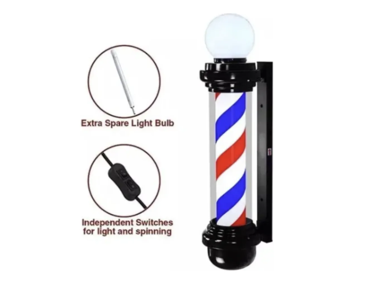 Poste De Peluquería Y Barbería Con Luz Giratoria 100cm