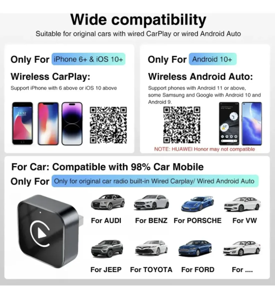 Carplay Adaptador Inalámbrico Y Android Auto Converter 2en1
