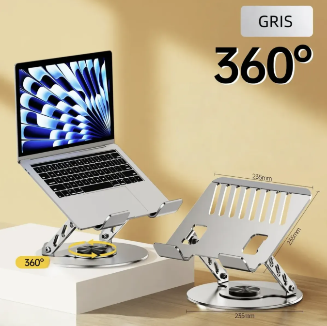 Soporte Notebook Ajustable 360° Giratorio Metal Plegable
