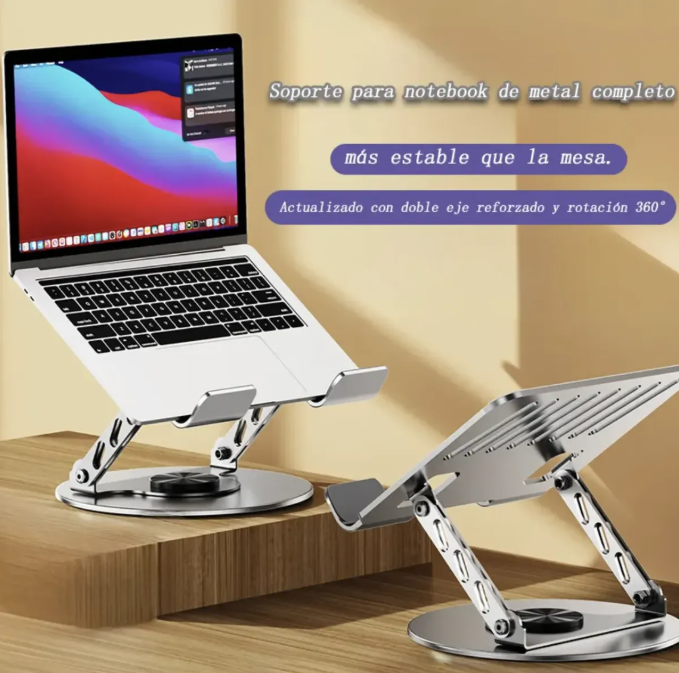 Soporte Notebook Ajustable 360° Giratorio Metal Plegable