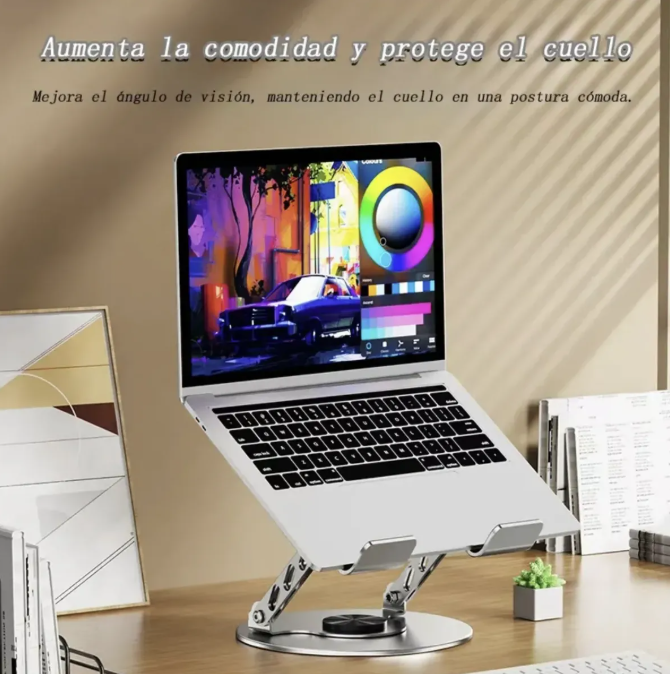 Soporte Notebook Ajustable 360° Giratorio Metal Plegable