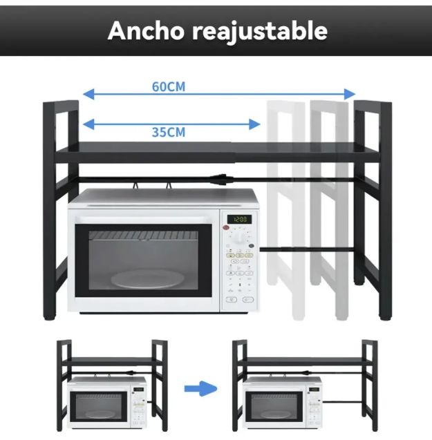 Estante Repisa Extensible Horno Microondas Con Ganchos
