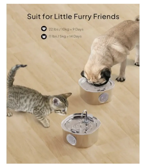 Bebedero Automático Gatos Perros Fuente Agua 3.2l Inox