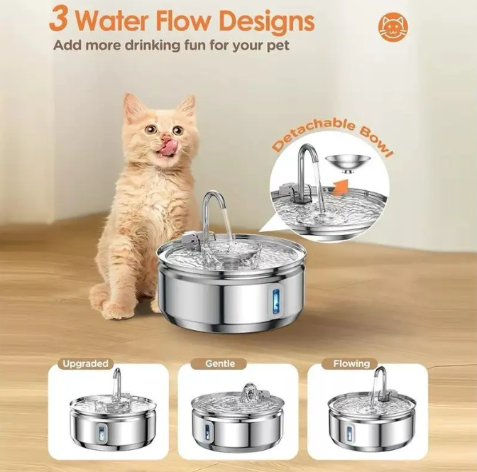 Bebedero Automático Gatos Perros Fuente Agua 3.2l Inox