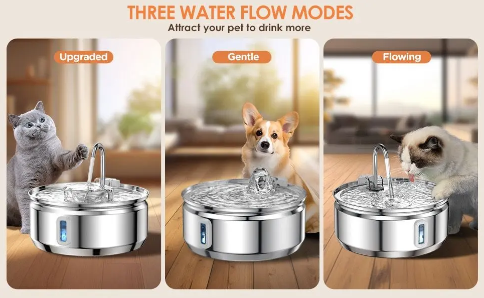 Bebedero Automático Gatos Perros Fuente Agua 3.2l Inox