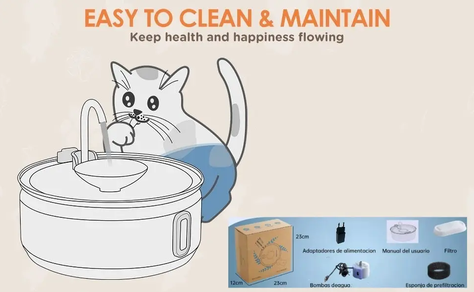 Bebedero Automático Gatos Perros Fuente Agua 3.2l Inox
