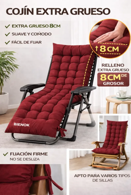 Cojín Acolchado Para Silla Reposera Terraza Ajustable
