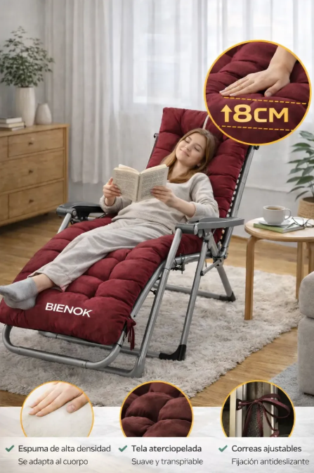 Cojín Acolchado Para Silla Reposera Terraza Ajustable