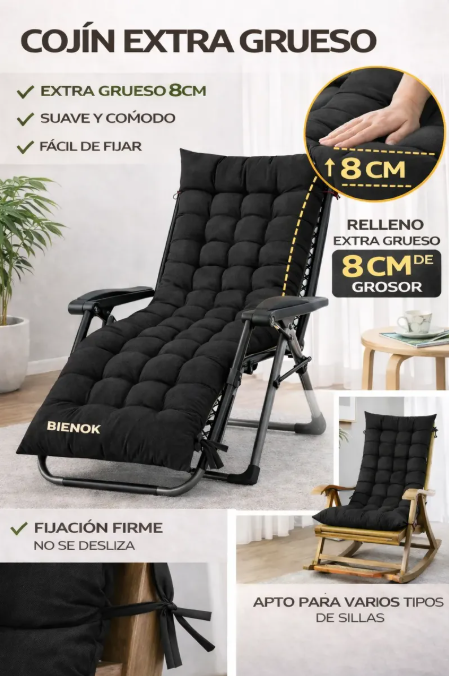 Cojín Acolchado Para Silla Reposera Terraza Ajustable