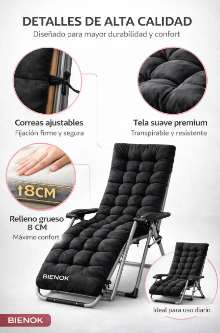 Cojín Acolchado Para Silla Reposera Terraza Ajustable