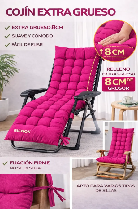 Cojín Acolchado Para Silla Reposera Terraza Ajustable