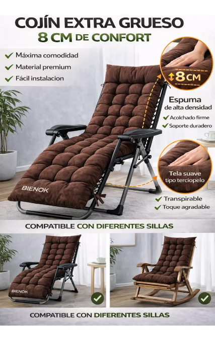 Cojín Acolchado Para Silla Reposera Terraza Ajustable