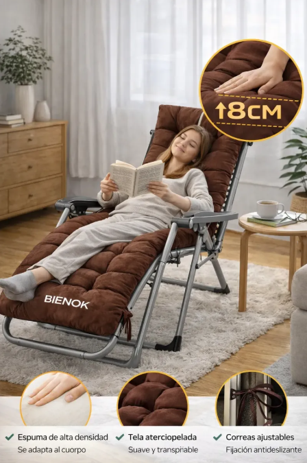 Cojín Acolchado Para Silla Reposera Terraza Ajustable