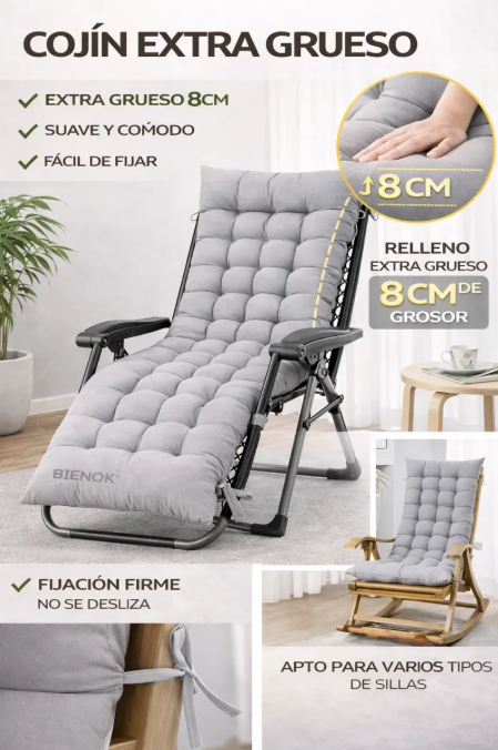 Cojín Acolchado Para Silla Reposera Terraza Ajustable