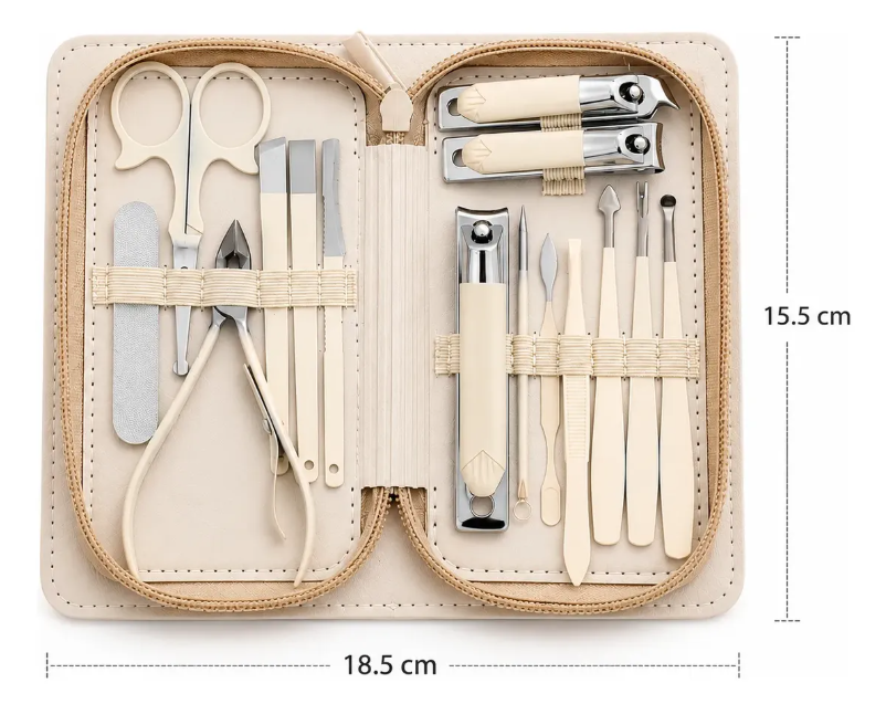 Kit Manicure Pedicure Profesional 15 En 1 Acero Inoxidable