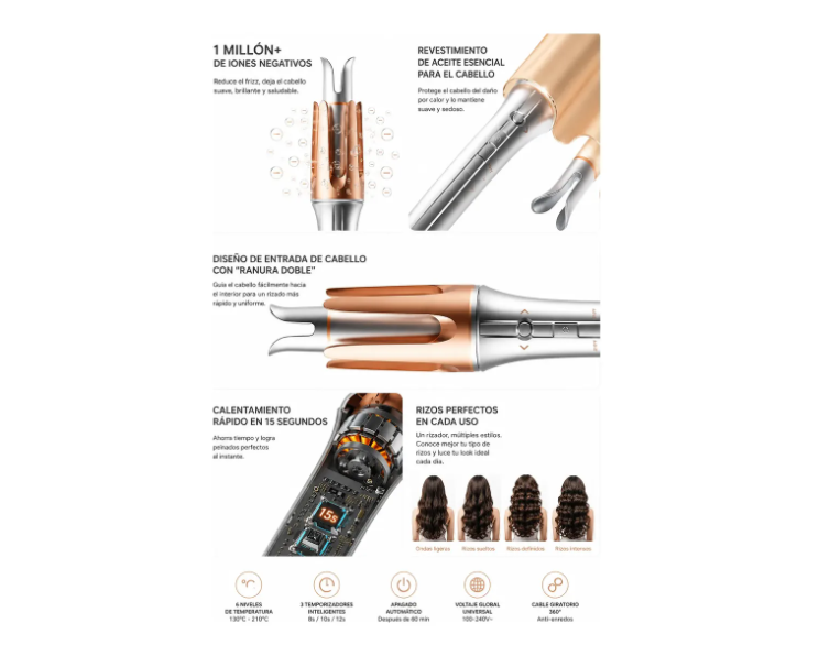 Rizador Automático Profesional Para Ondas Y Rizos