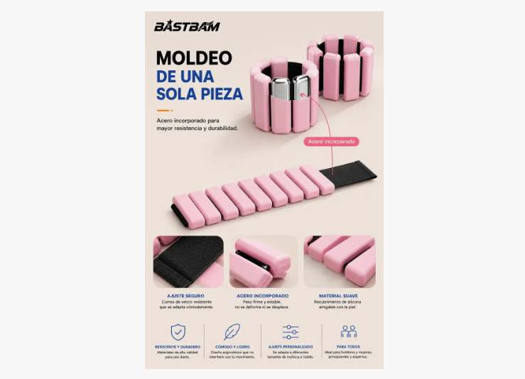 Kit 2 Brazaletes Pesas Ajustables 2 Lbs Para Tobillos Y Muñe