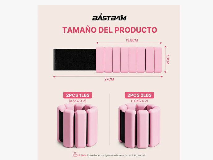 Kit 2 Brazaletes Pesas Ajustables 2 Lbs Para Tobillos Y Muñe