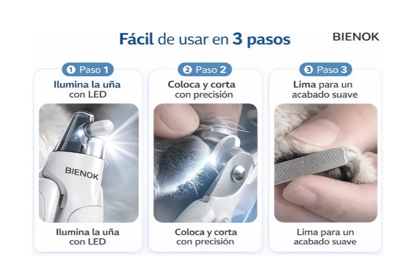 Corta Uñas Profesional Led Perros Gatos Con Lima Y Luz Led