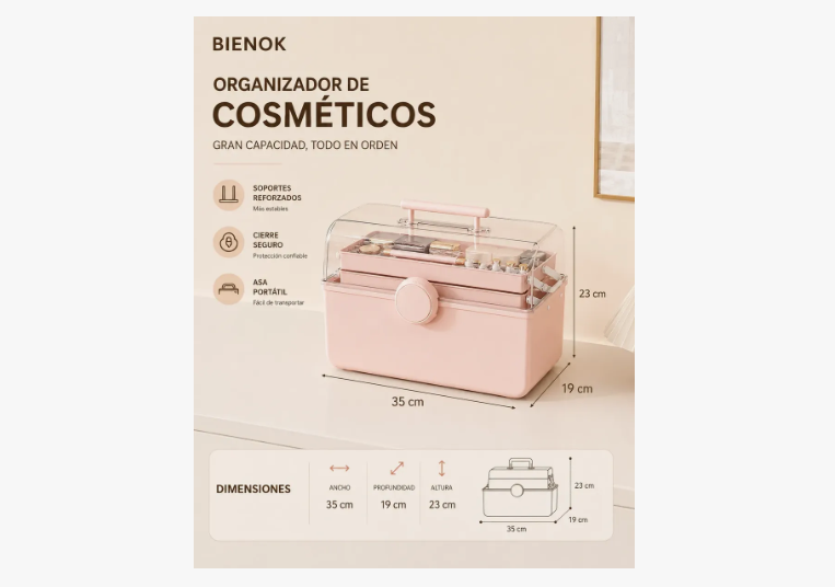 Caja Organizadora De Maquillaje Y Cosméticos Portátil