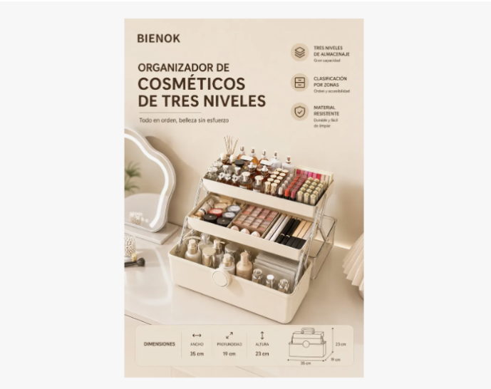 Caja Organizadora De Maquillaje Y Cosméticos Portátil