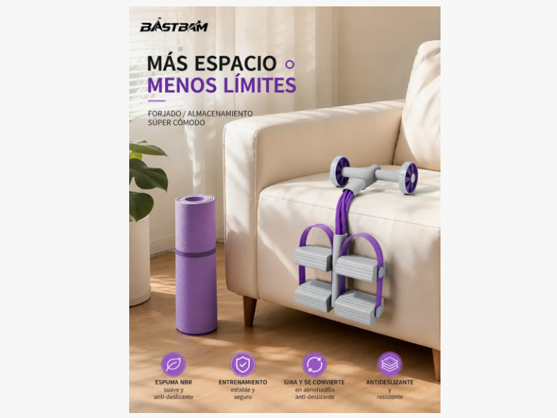 Rueda Abdominal Con Rebote Automático Bandas Elásticas