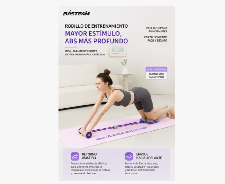 Rueda Abdominal Con Rebote Automático Bandas Elásticas