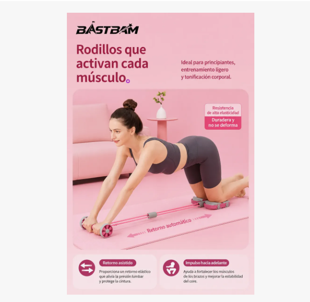 Rueda Abdominal Con Rebote Automático Bandas Elásticas