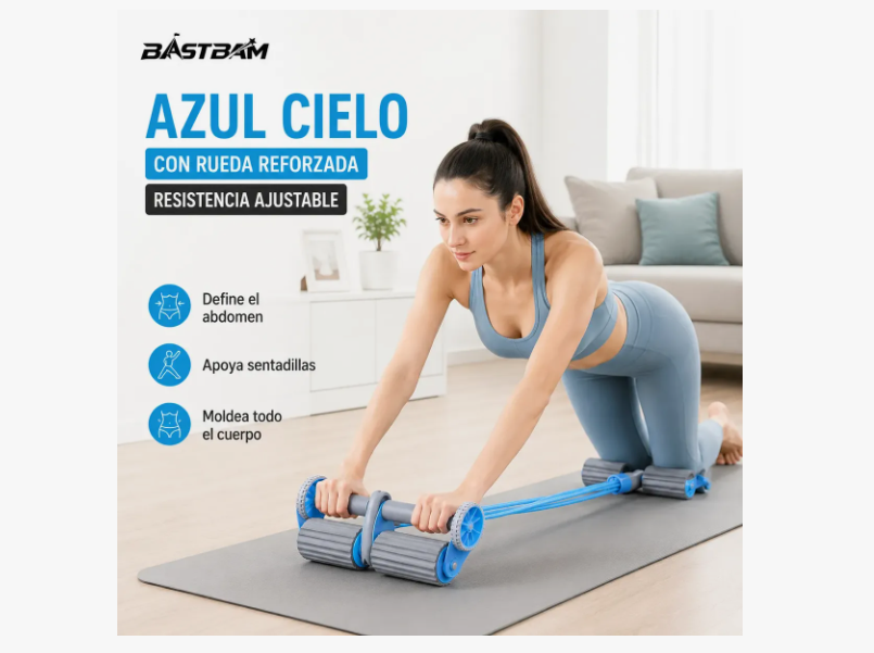 Rueda Abdominal Con Rebote Automático Bandas Elásticas