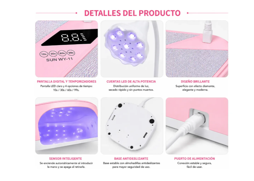 Lámpara Uv Led 288w Recargable Para Uñas Con Luz Flexible