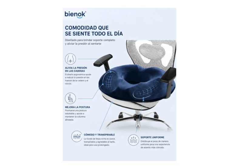 Cojín Dona Ortopédico Para Hemorroides Coxis Oficina Auto