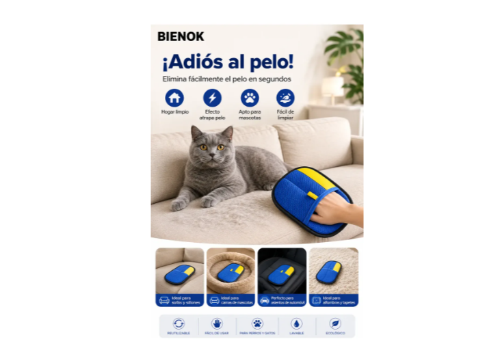 Guante Quita Pelos De Mascotas Perro Gato Reutilizable