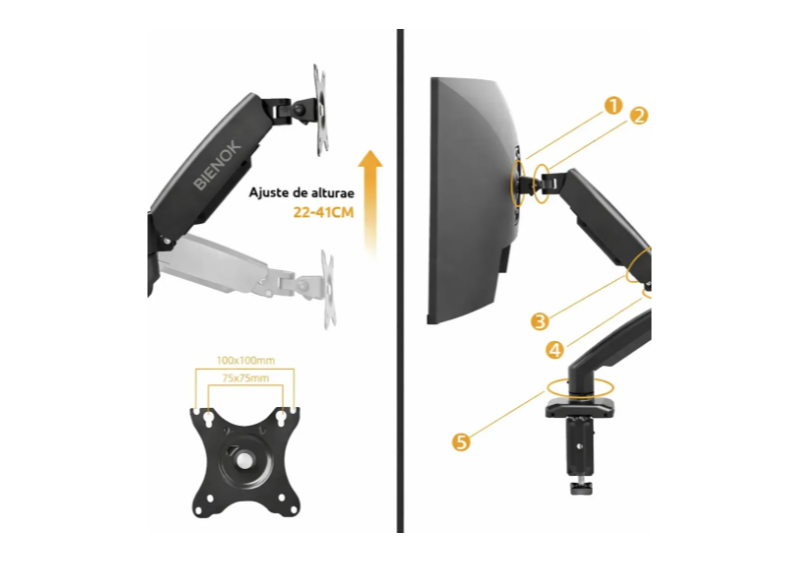 Soporte Articulado Bienok Athena Para Pantallas 32 Color Negro