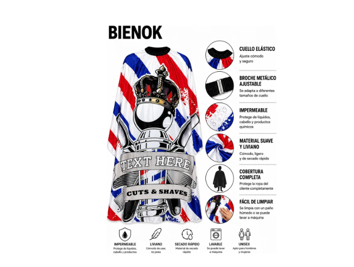 Capa Barbería Profesional Impermeable Diseños Surtidos