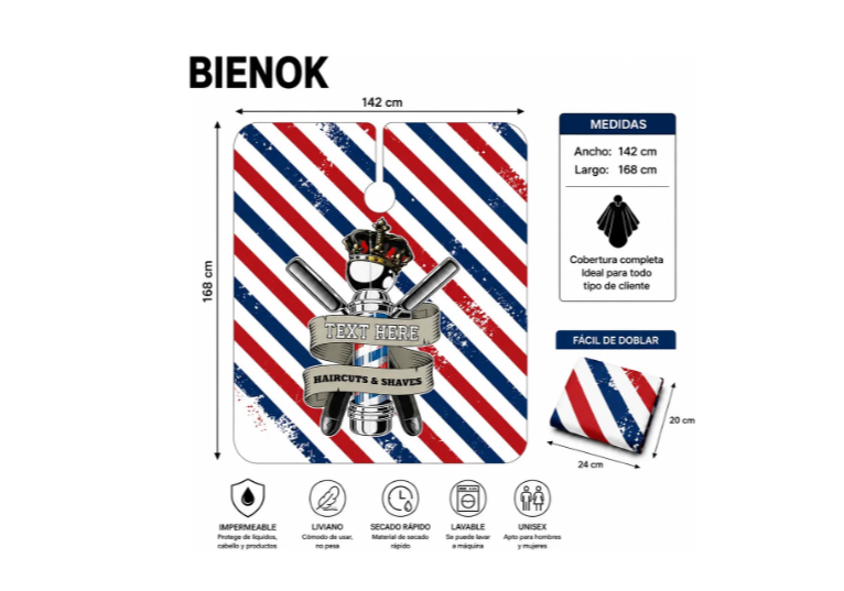 Capa Barbería Profesional Impermeable Diseños Surtidos